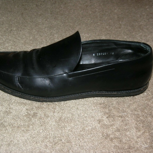 Prada Black Calf Leather Rubber Soled Driving Loafers Size 13 - Picture 4 of 10